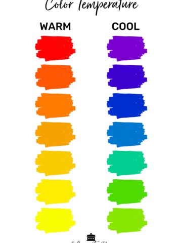 warm colors vs cool colors in a chart with the cool colors on the right and the warm colors on theleft