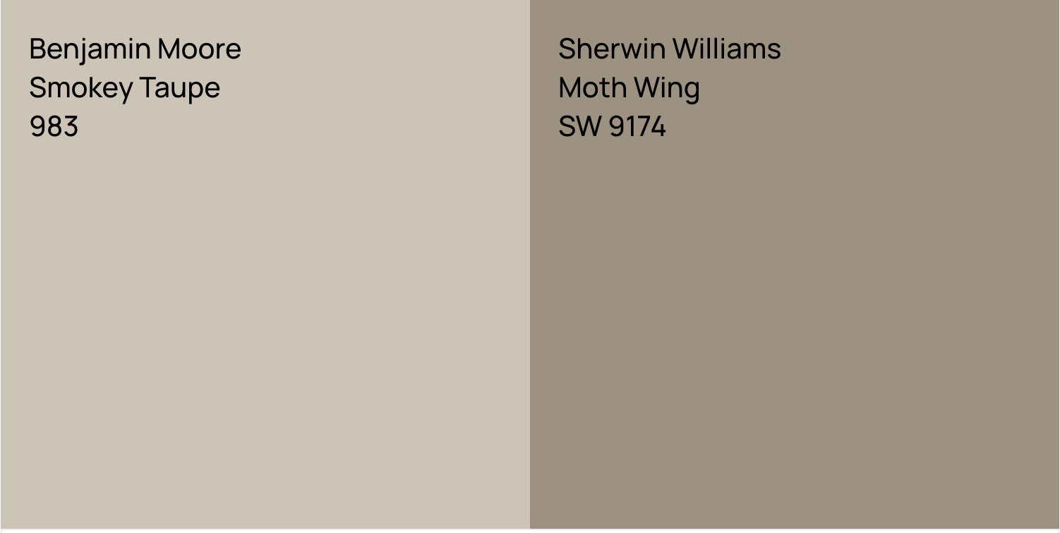 Smokey Taupe and Moth Wing side by side