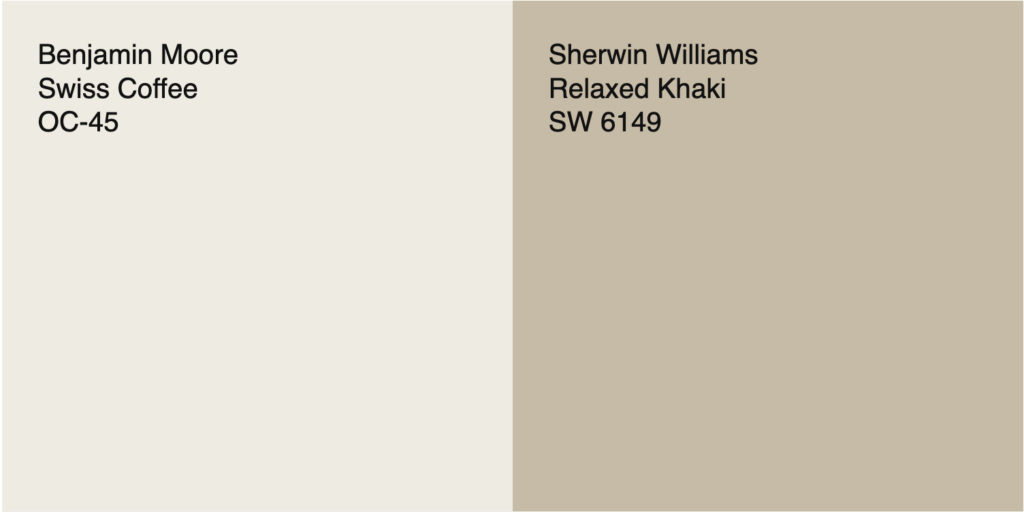 relaxed khaki and swiss coffee