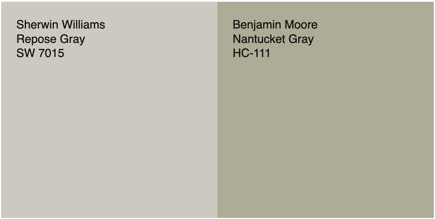 Nantucket Gray is a soft chalky paint color with warmth and olive green tones