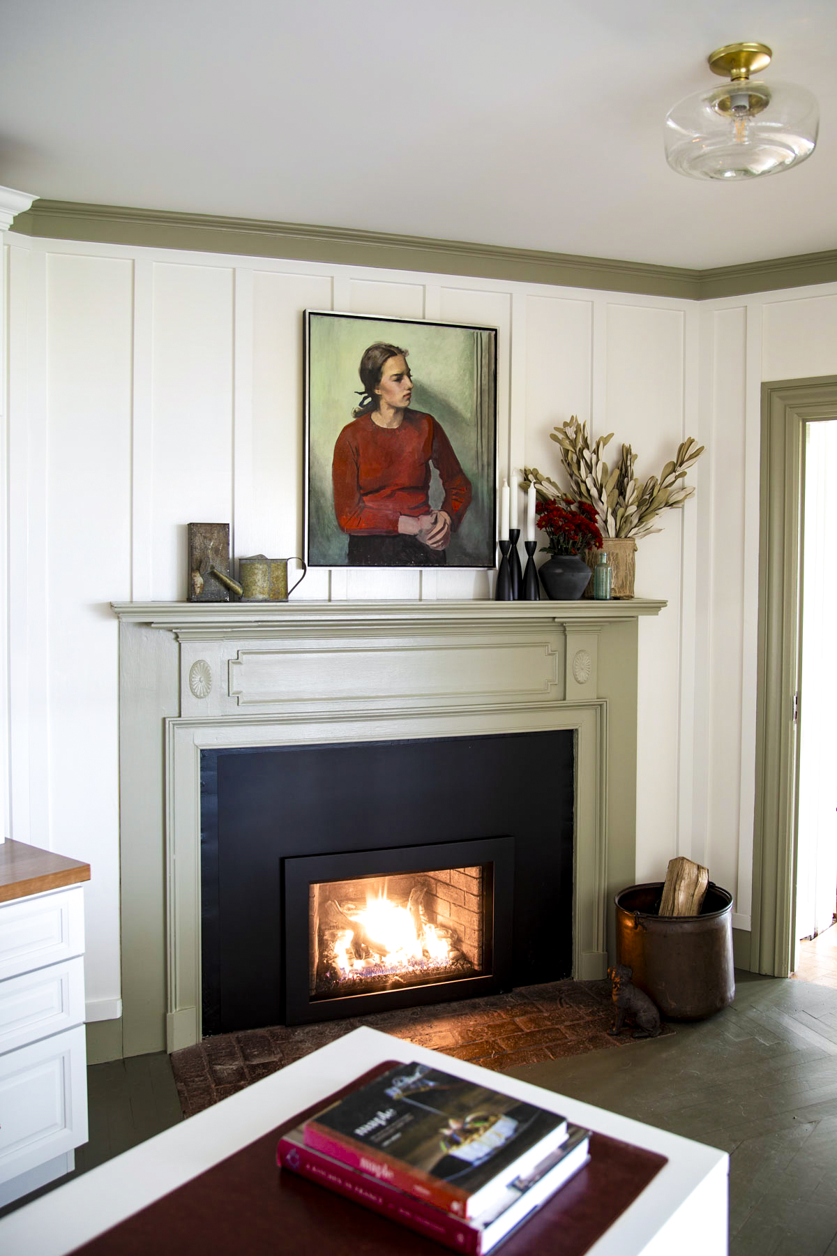 nantucket gray on the trim and Gloucester Sage on the floor 
