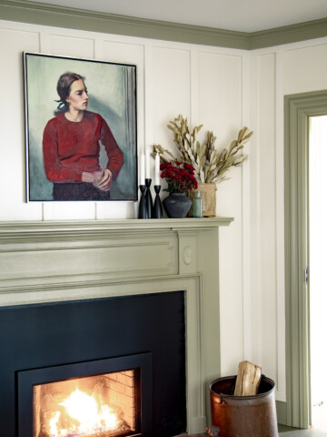 nantucket gray on fireplace mantle