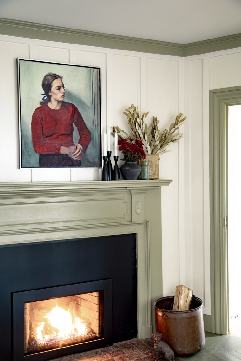 nantucket gray on fireplace mantle