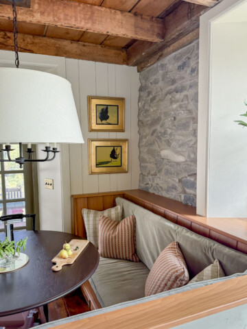 wool skein on our kitchen walls above our breakfast nook