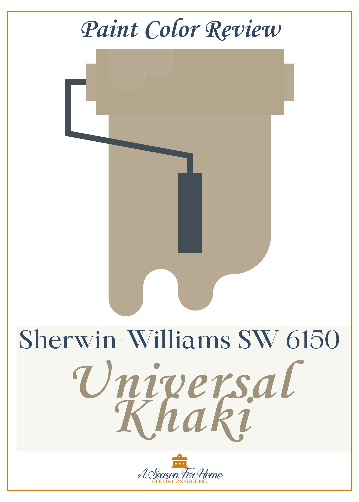 universal khaki on a paint roller with text overlay