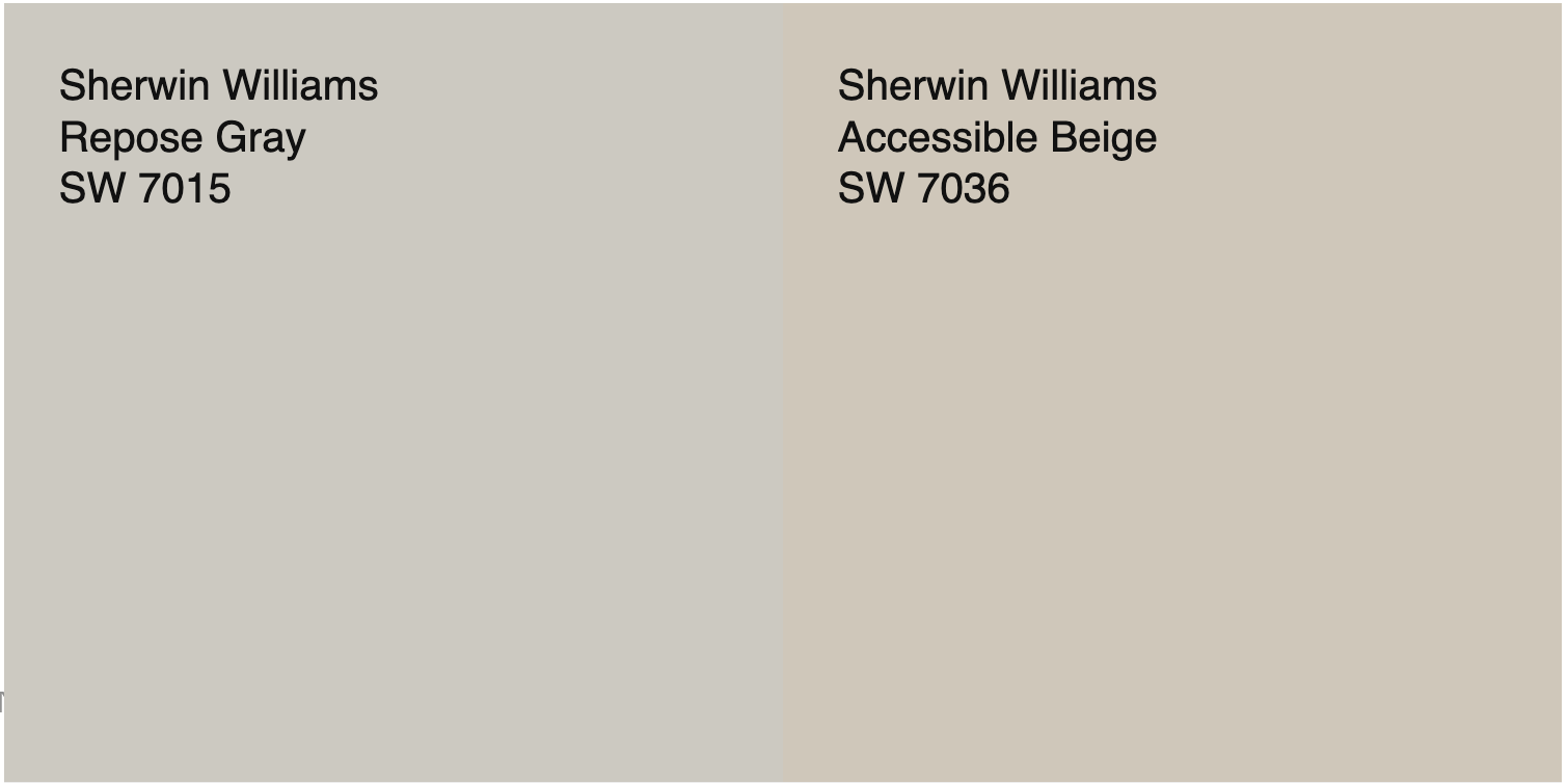 comparing accessible beige to repose gray allows us to see the relative warmth