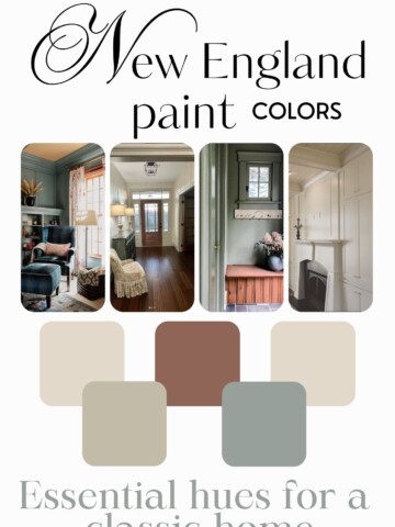 collage of new england homes with featured paint colors with text overlay