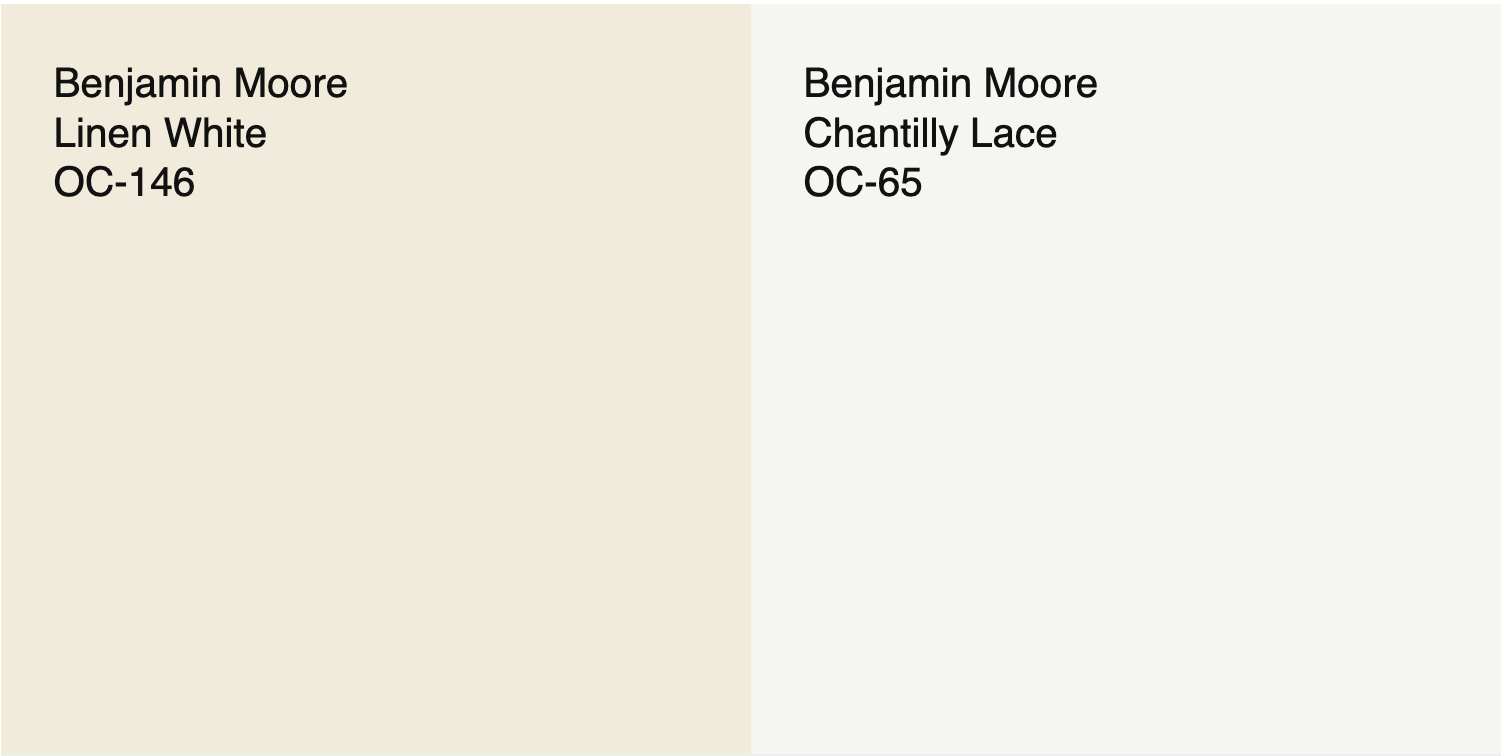 comparing linen white next to Chantilly Lace