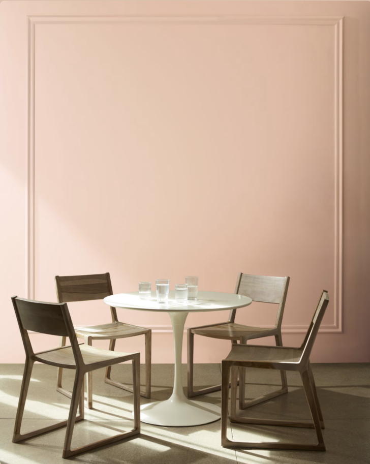 georgetown pink beige painted walls is a beautifully adaptive peach paint color to use for a living room or family room