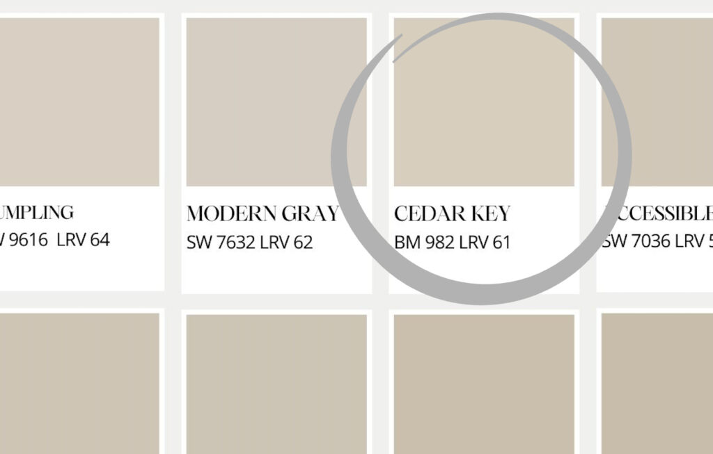 cedar key is a taupe similar to modern gray and accessible beige