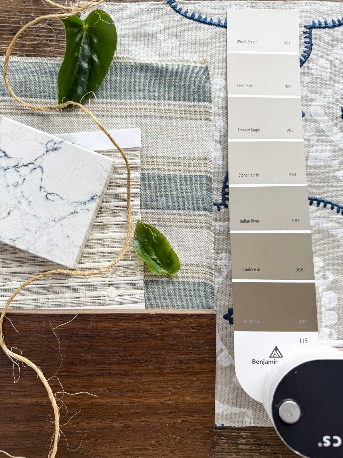 a benjamin moore paint deck strip with several favorite taupe paint colors!