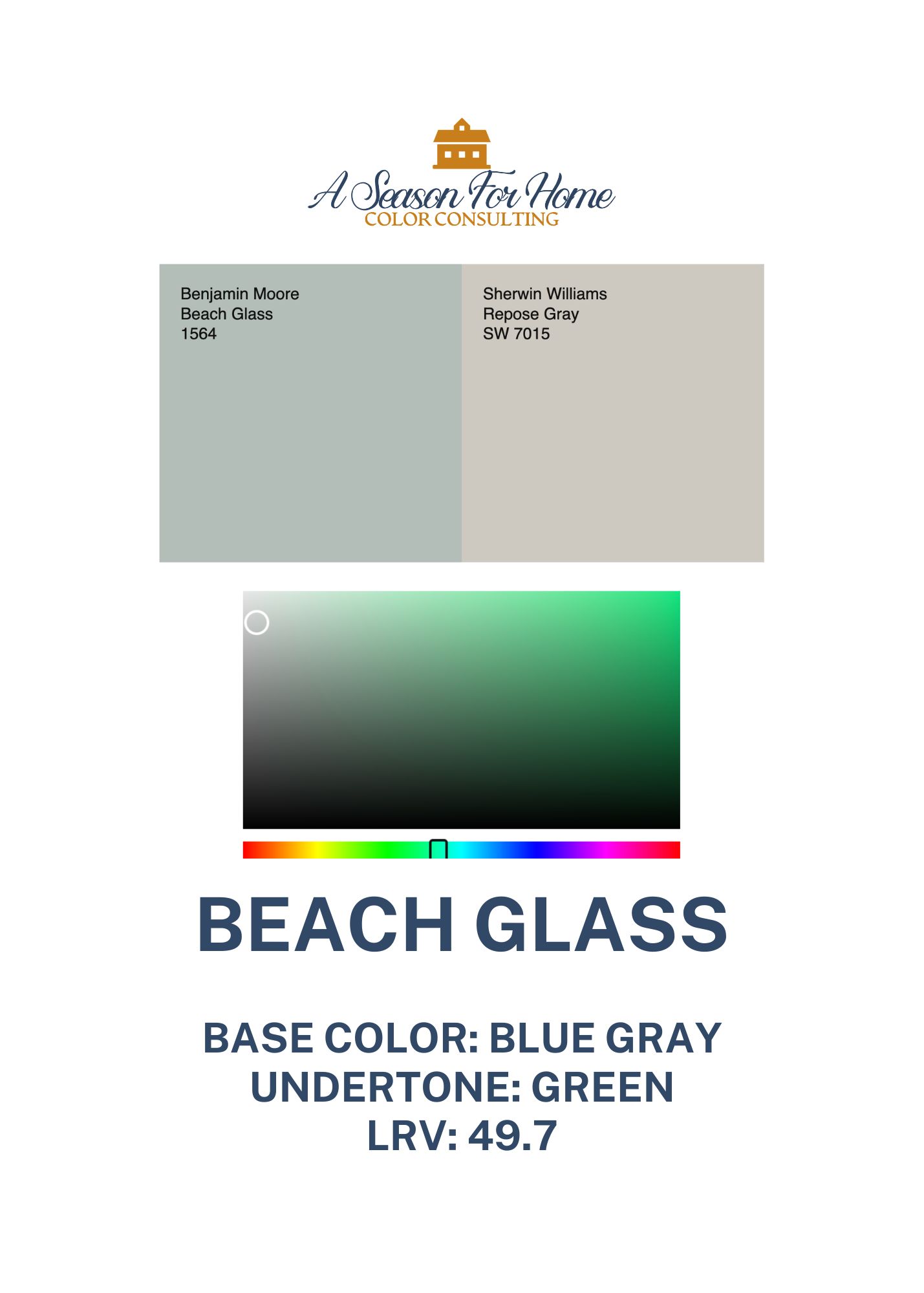 beach glass undertones can be seen here by comparing it side by side with neutral gray and looking at the color scale on a digital plane
