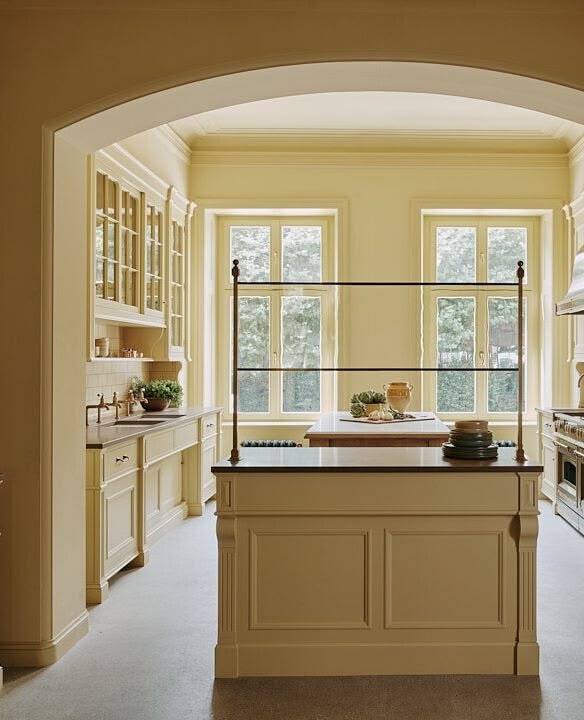 farrow and ball hay on kitchen cabinets