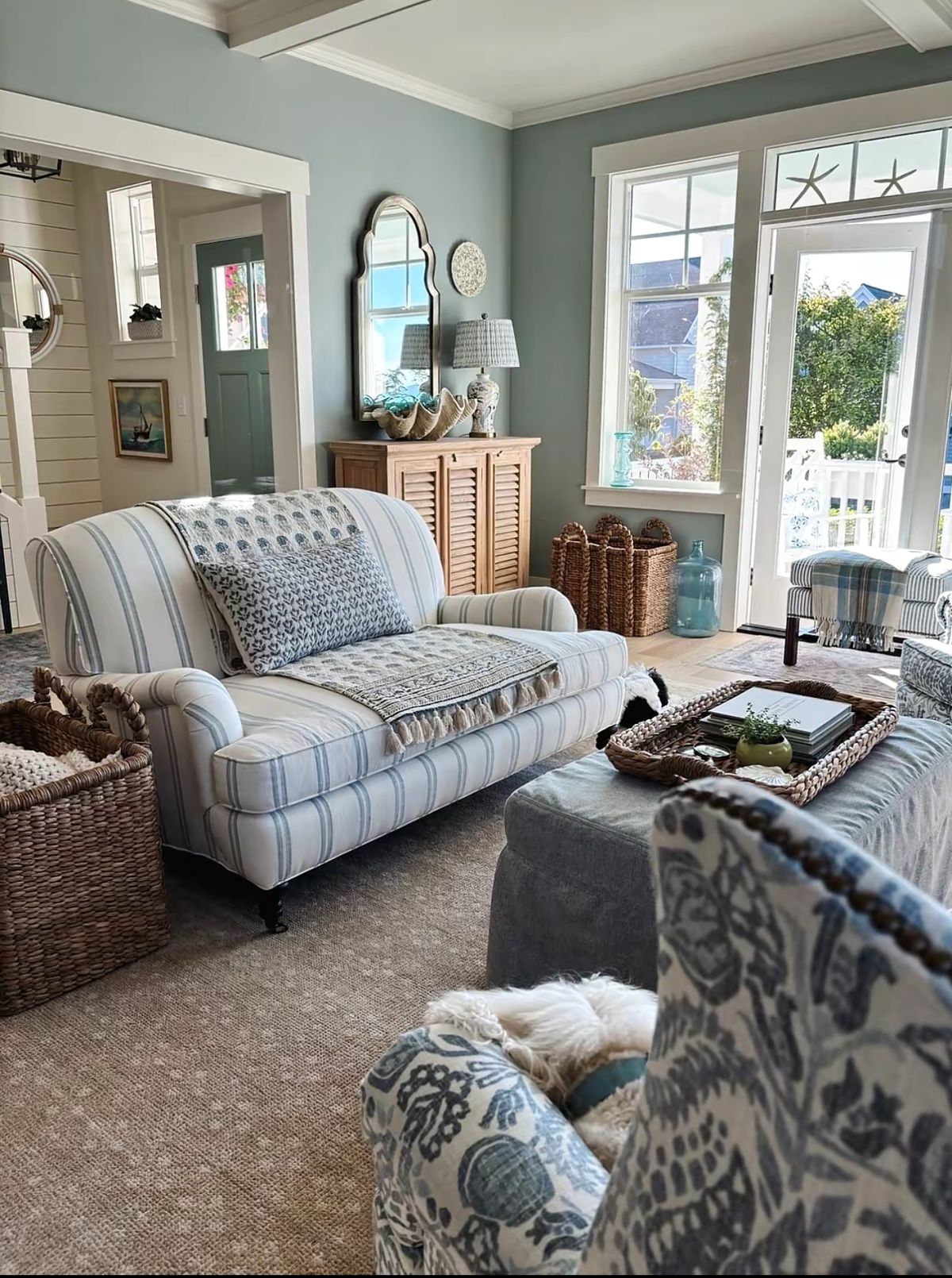 aqua gray walls in a coastal home