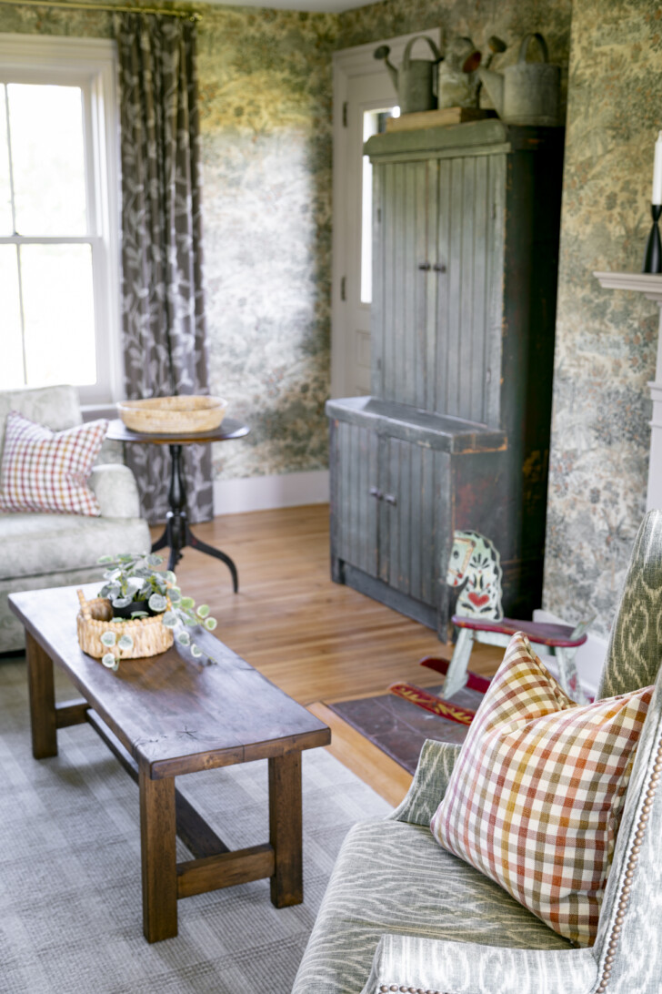 in law apartment with antiques and patterned textiles